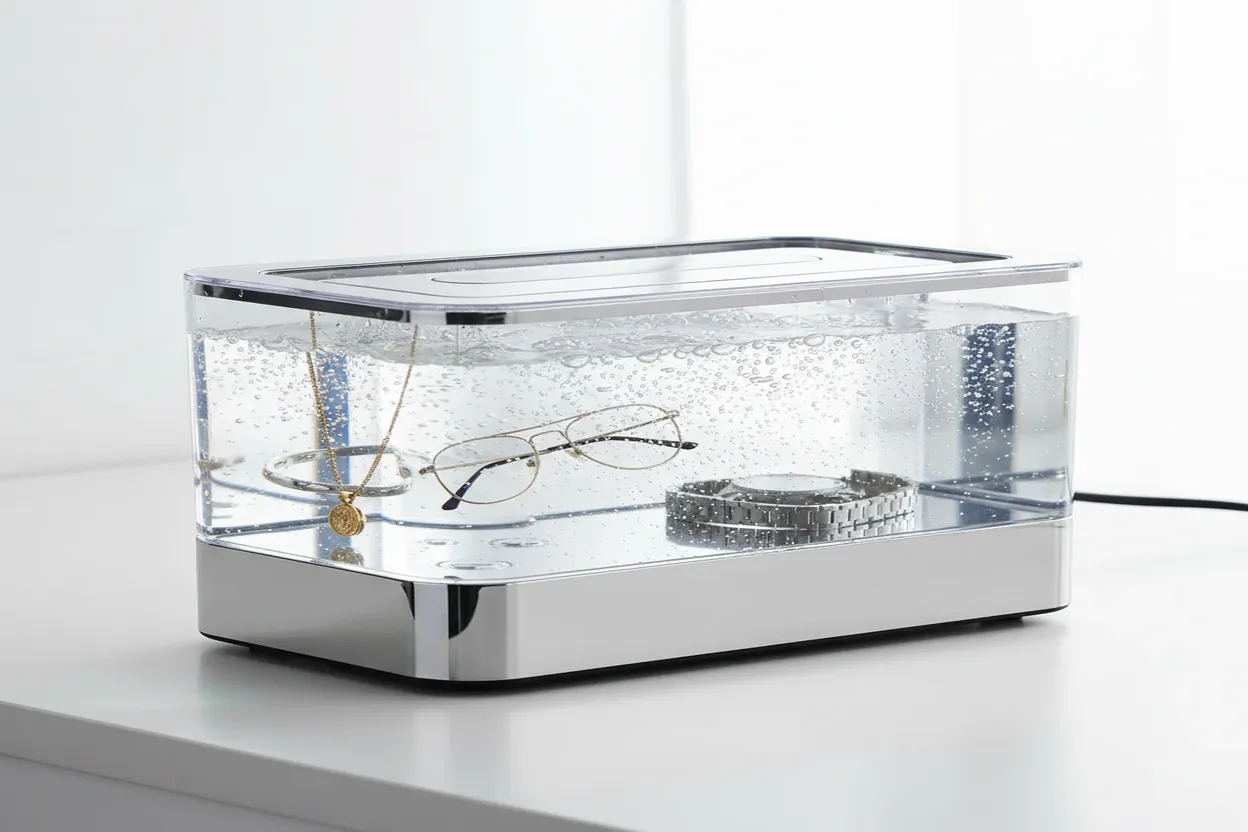 Ultrasonic cleaner machine for watches and jewelry.